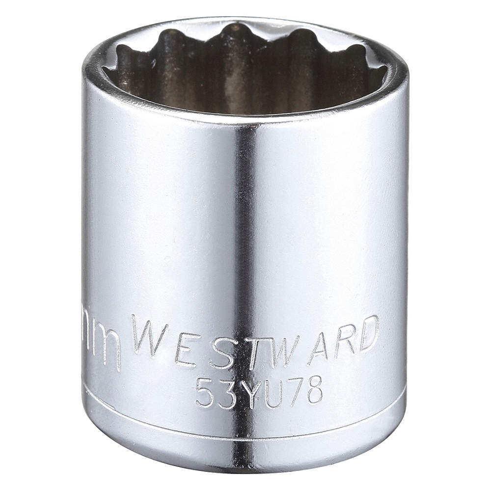 WESTWARD 53YU78 Socket, Steel, Chrome, 27 mm 53YU78