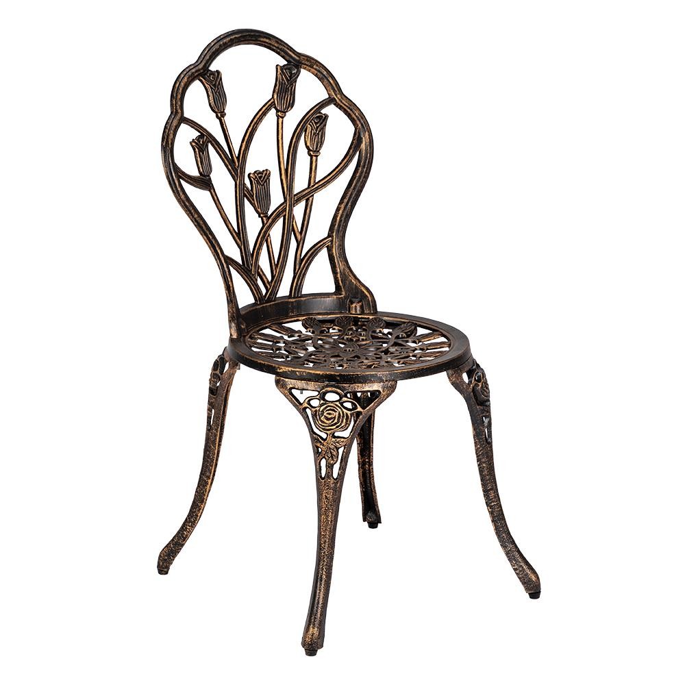 3 PCS Bistro Set Antique Outdoor Patio Furniture Leaf Design Cast Aluminum Home