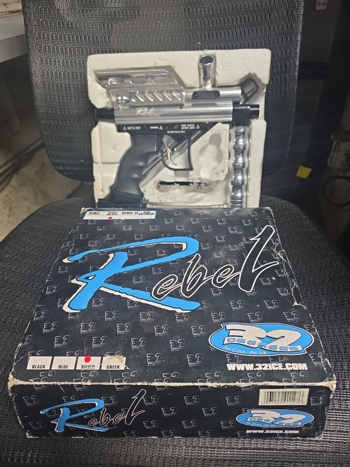 32 Degrees Rebel Deluxe Silver Paintball Marker - W Box, Unrested, Free Shipping