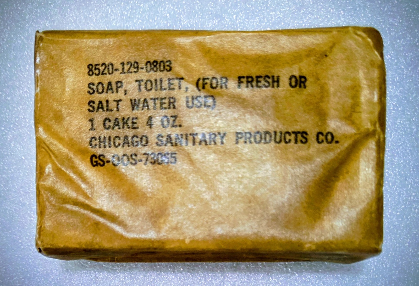 RARE NOS US Military Vietnam 1968 4oz Bar of Hand Soap GS-OOS-73065 Chicago Made