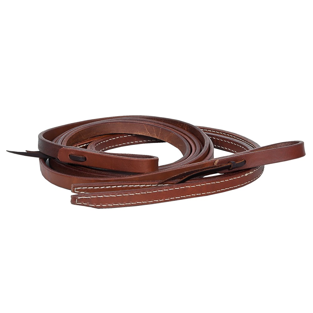 62HS Hilason Western Horse American Leather Flat Reins Dark Brown