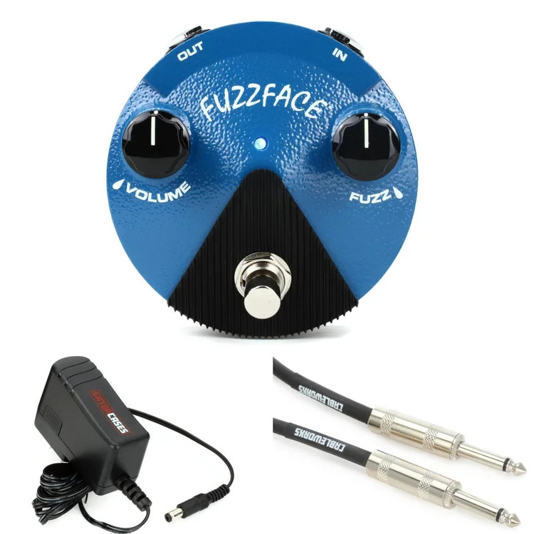 Dunlop FFM1 Silicon Fuzz Face Mini Distortion Pedal with Power Supply and Cable