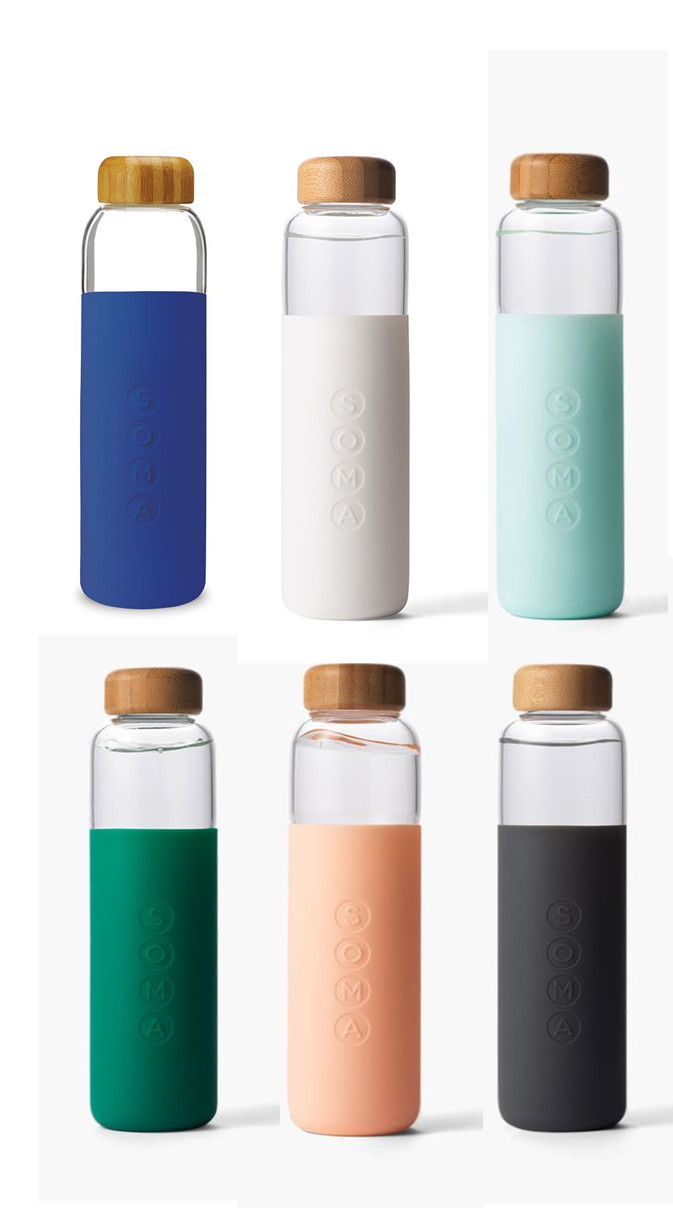 SOMA 17 oz Glass Water Bottle with Silicone Sleeve - NEW