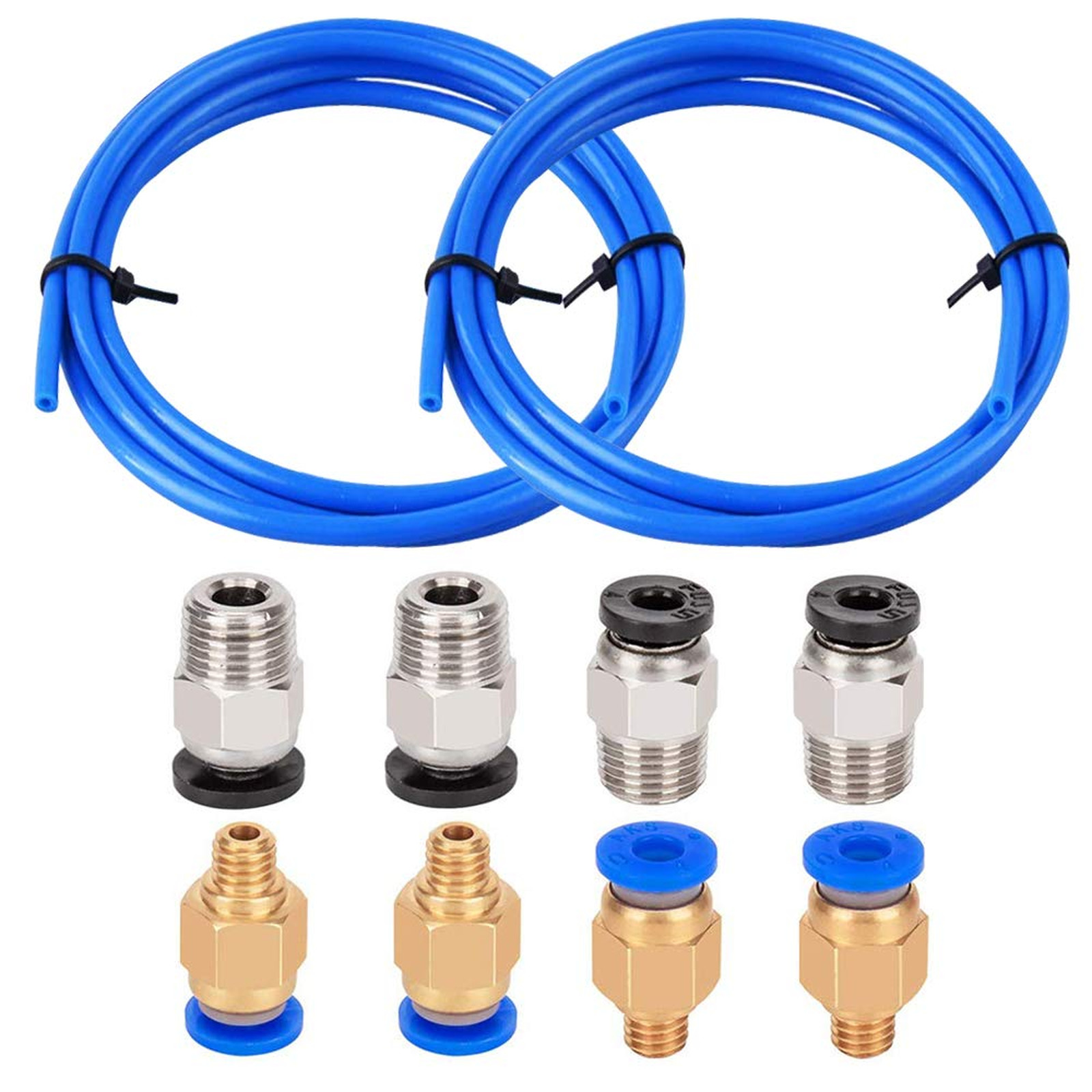 PTFE Bowden Tubing Kit 1.75mm for 3D Printer, Blue 2mm Inner Diameter, Includes