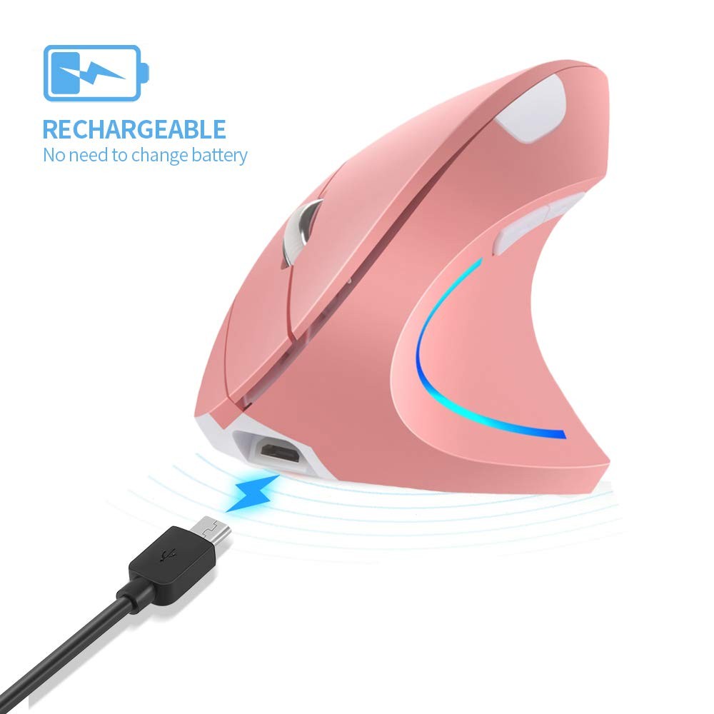 Attoe Pink Ergonomic Wireless Vertical Mouse