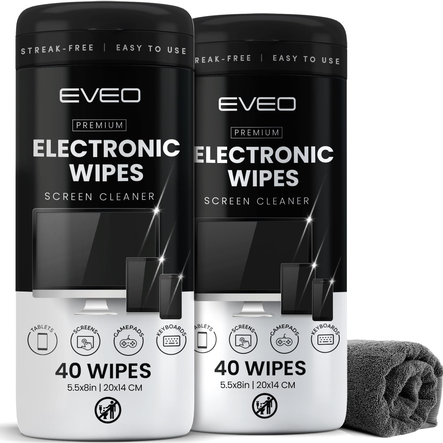 Electronic Wipes Screen Cleaner Streak-Free [2 Pack X40] Computer Screen Wipes,
