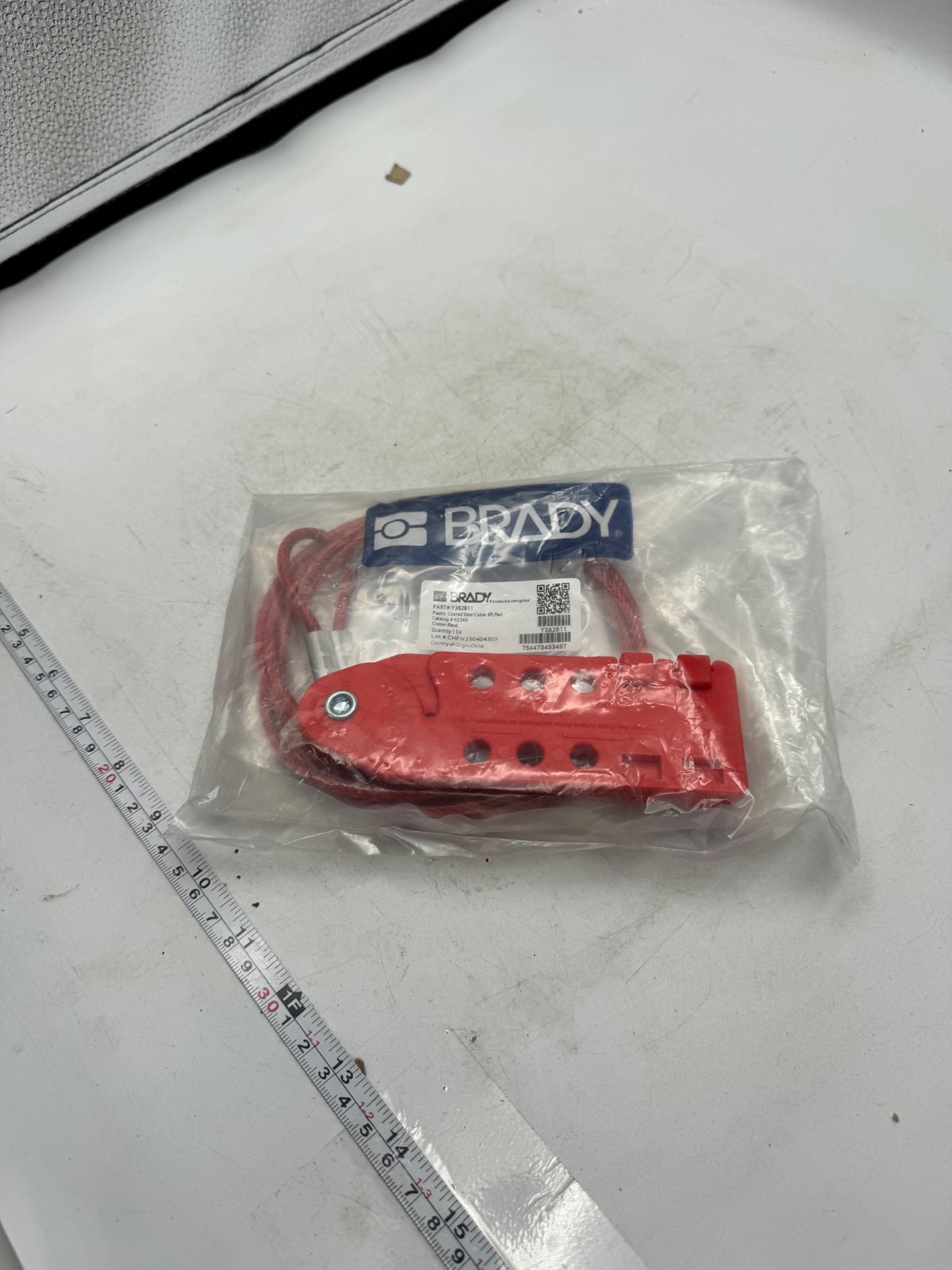 Brady Y382811 Cable Lockout Device 6ft Red Plastic Coated Steel Lockout Tagout