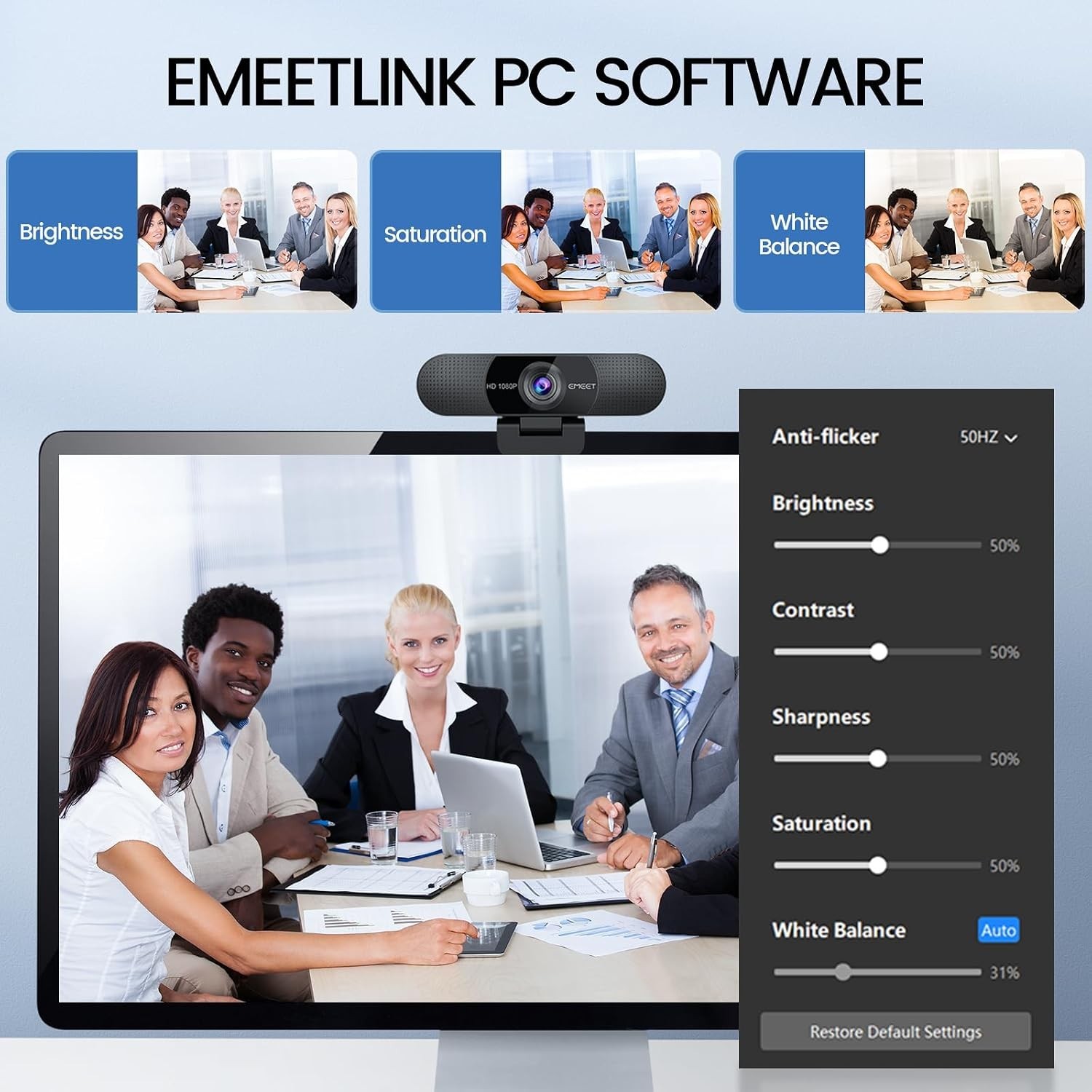 C960 1080P Webcam with Microphone, 2 Mics, 90° FOV, Computer Camera | USB Typ...
