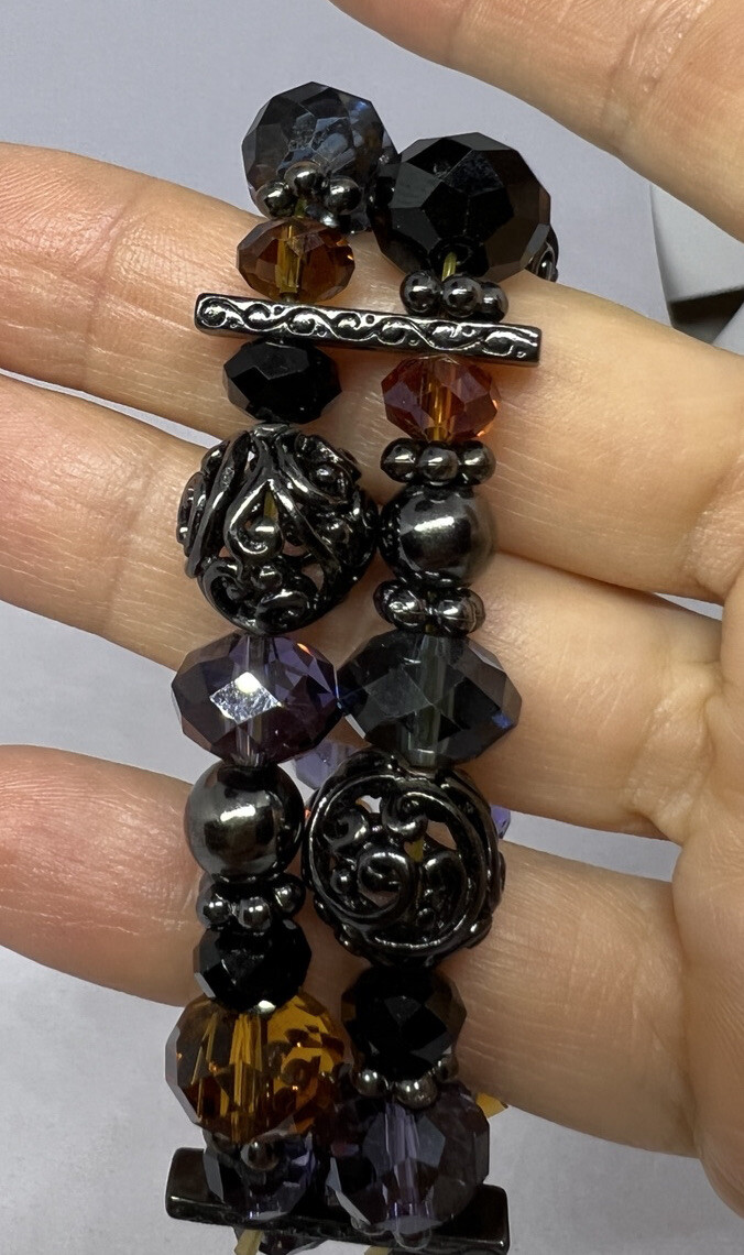 Faceted Glass Beads Multi-Row Bracelet X 2