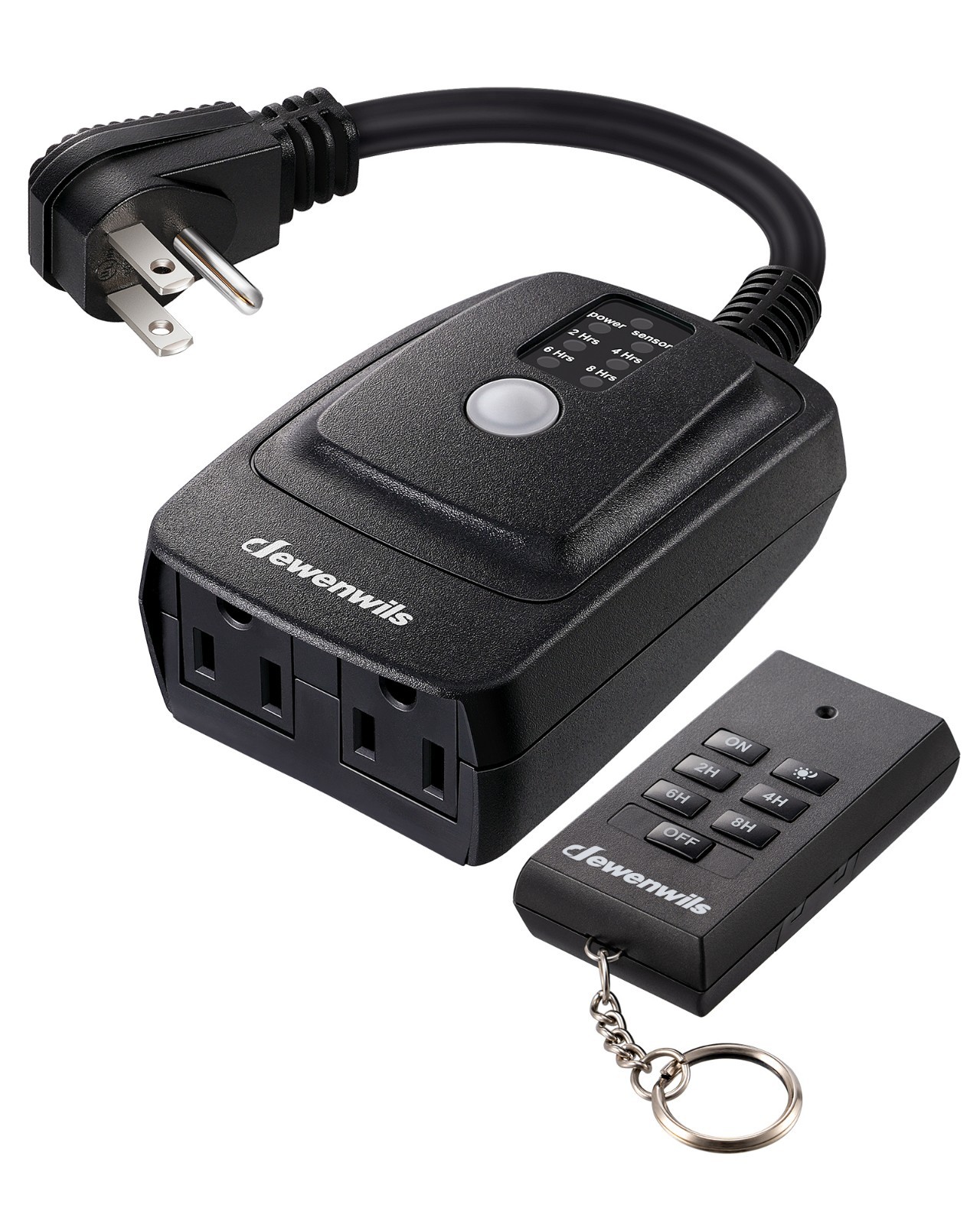 DEWENWILS Outdoor Timer Switch, Light Sensor & 100ft Remote, 15A, 2 Outlets