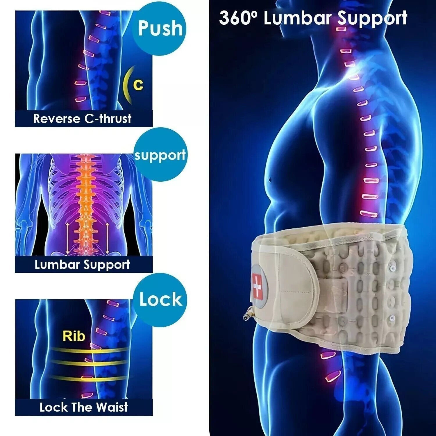 Decompression Belt Back Brace Lumbar Spinal Support / Extender Belt Air Traction