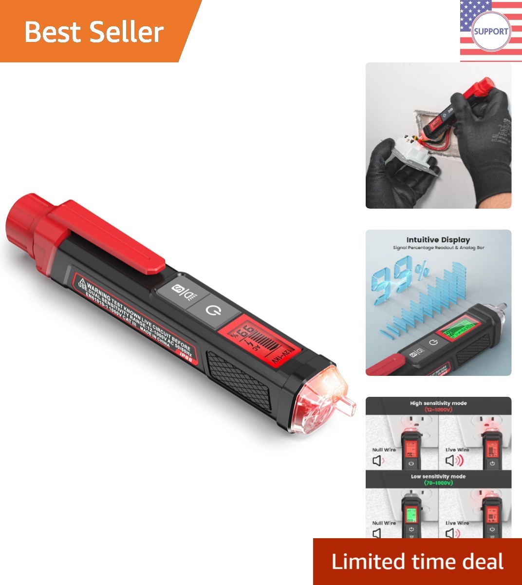 Safety-Certified Non-Contact Voltage Tester with Automatic Power Off Feature