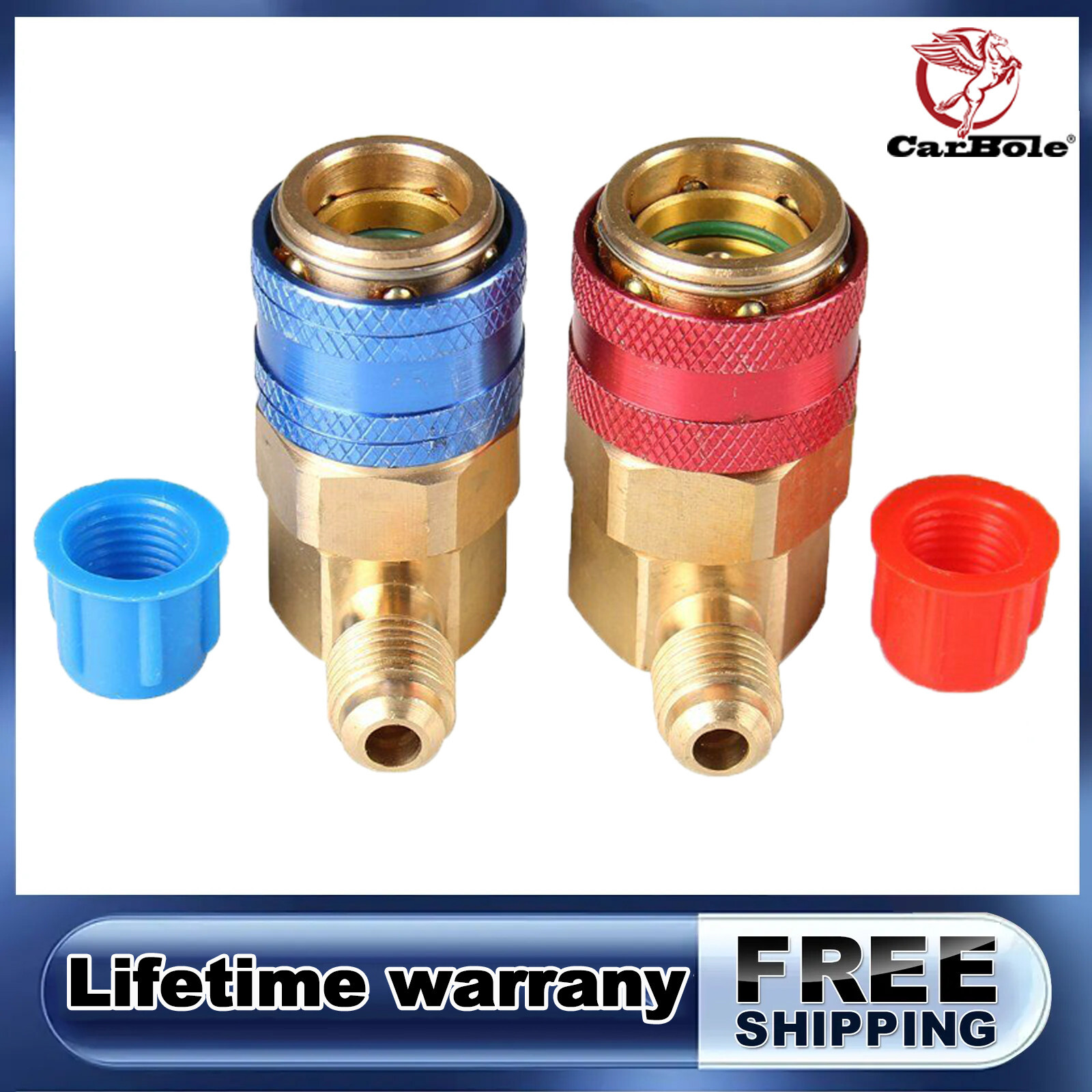2 High&Low Couplers Auto Quick Connector Adapter A/C Manifold Gauge HVAC