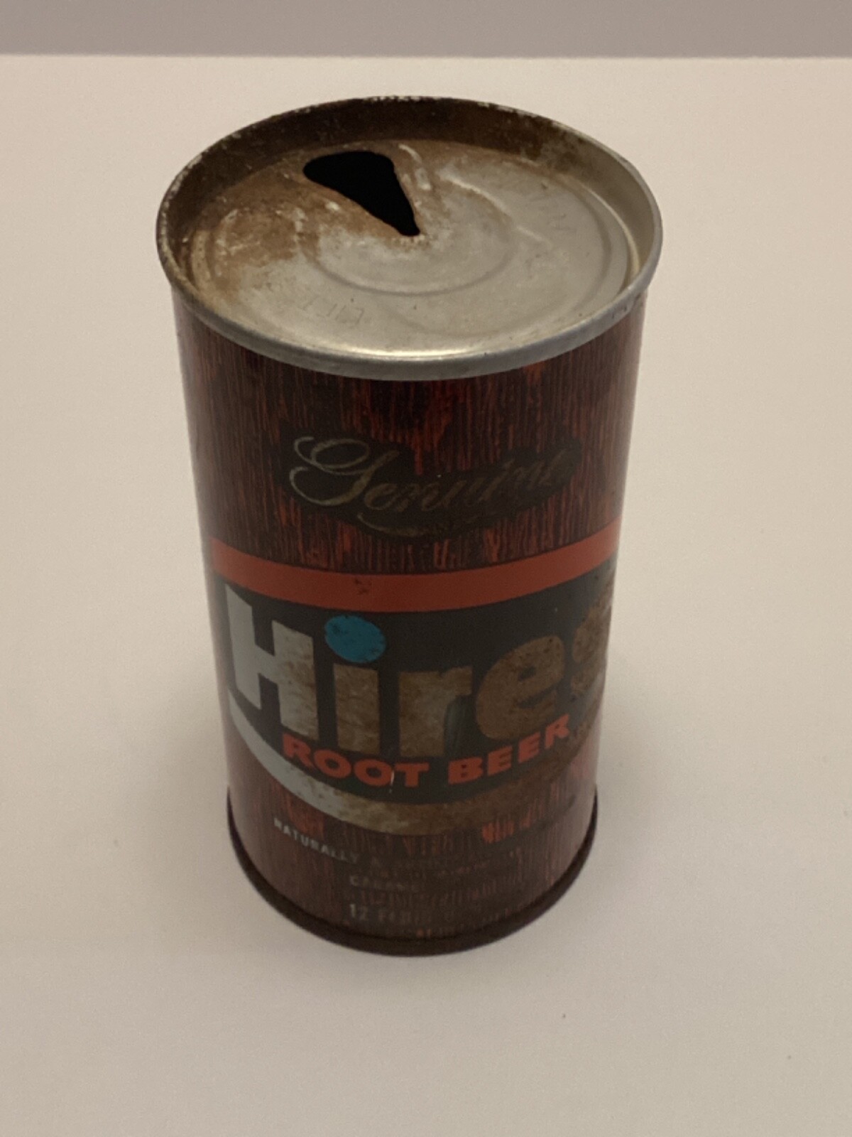 VINTAGE HIRES ROOT BEER STEEL PULL TAB CAN Shows Age