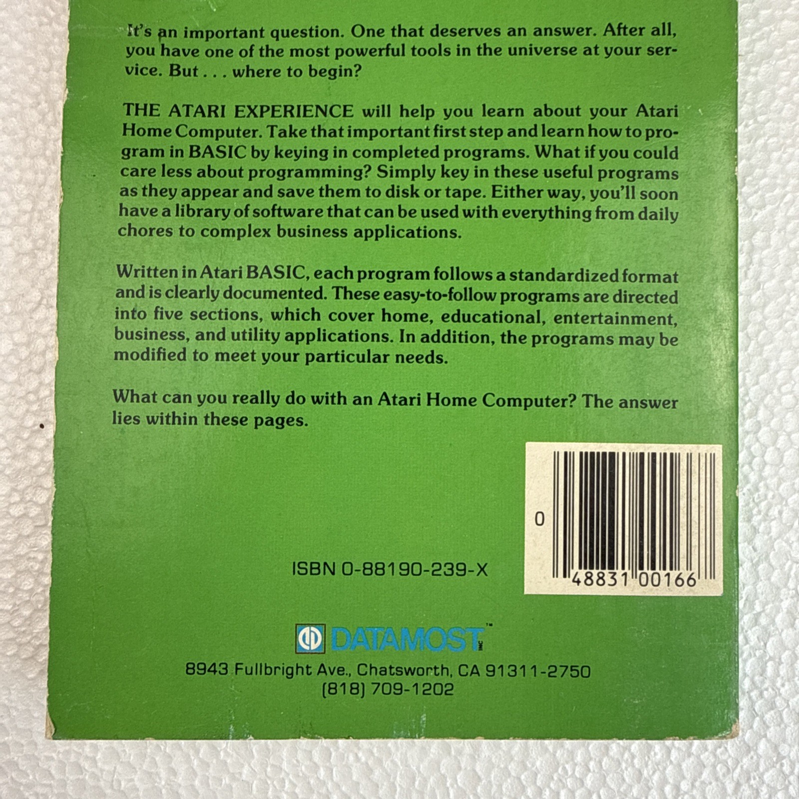 1983 The Atari Experience for Atari 400/800, etc. Datamost RARE Book