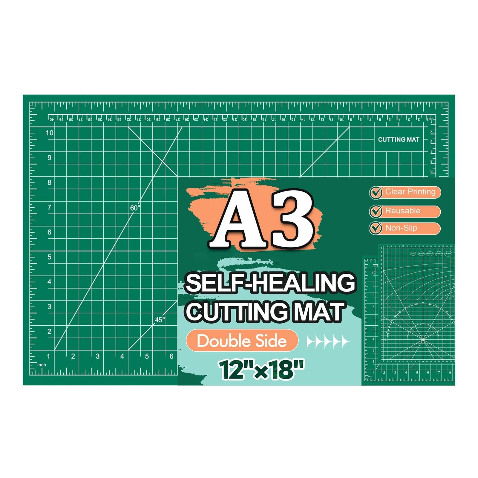 Self Healing Cutting Mat 12×18 Inch, Fabric Cutting Mats for Crafts, Double