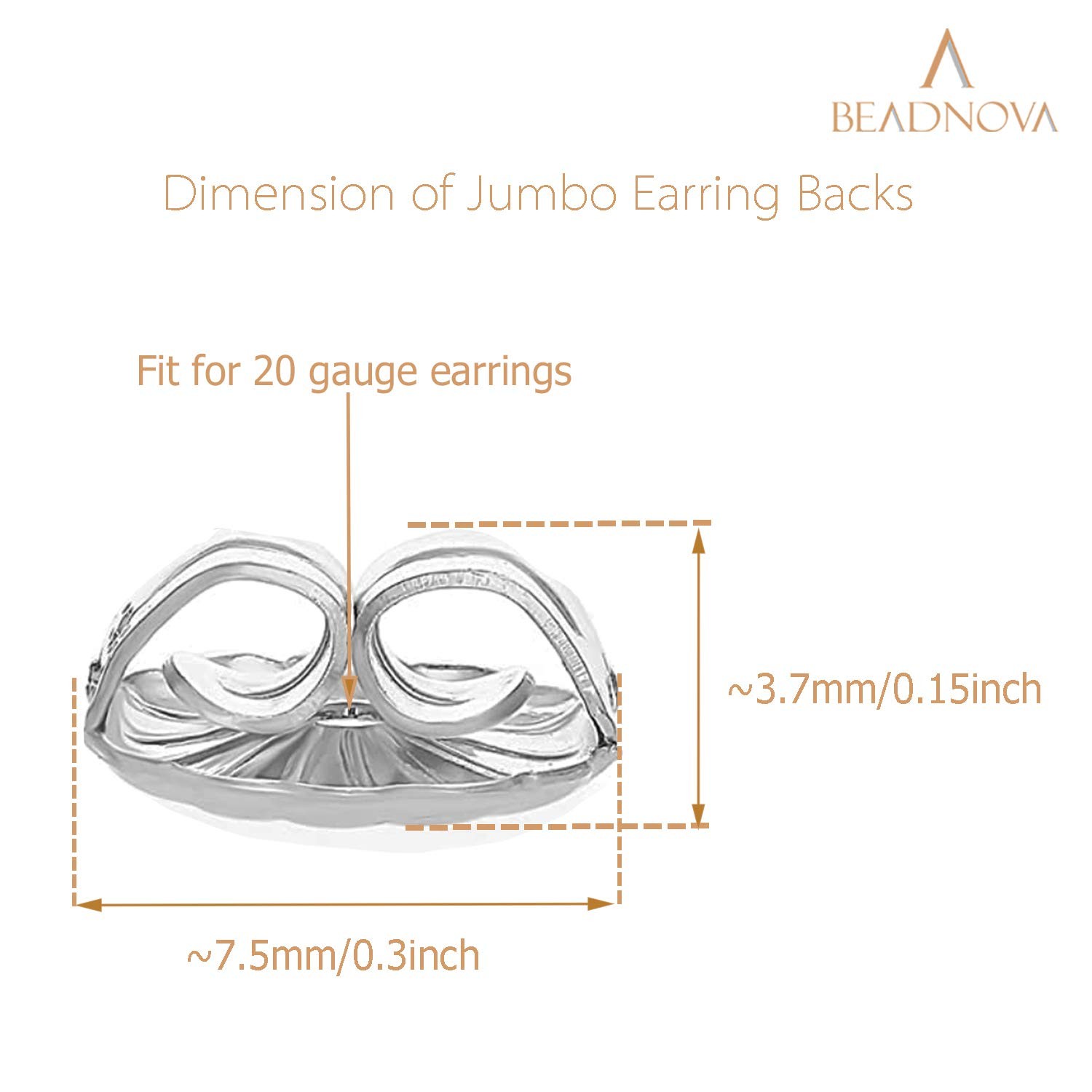 BEADNOVA Jumbo Earring Backs 925 Sterling Silver Large Earring Backs Butterfly L