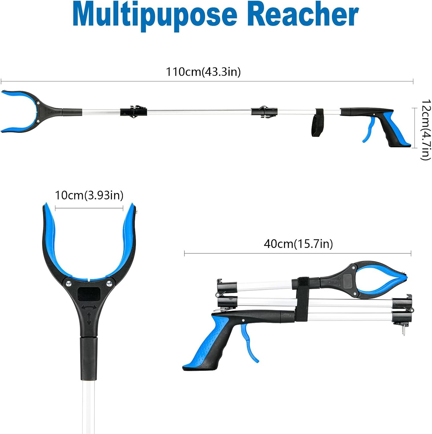 43" Foldable Grabber Tool - Extra Long Reaching Aid for Easy Pickup