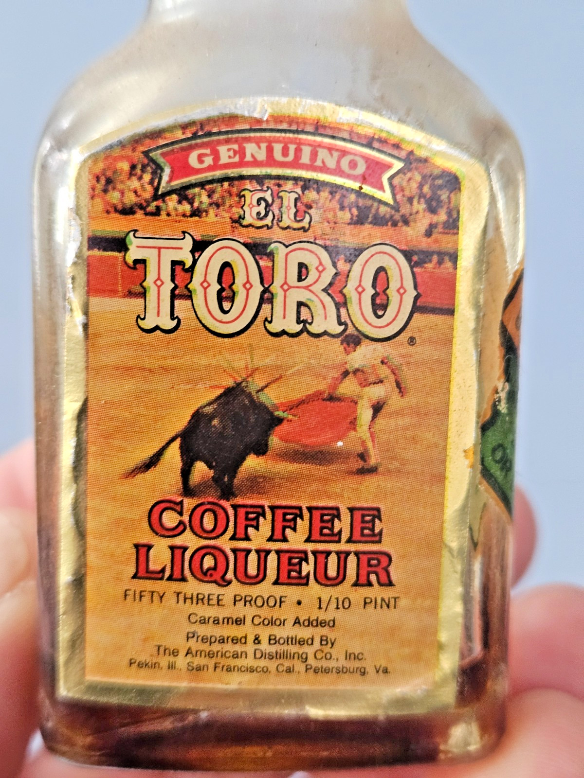 El Toro Coffee Liqueur mini glass empty bottle