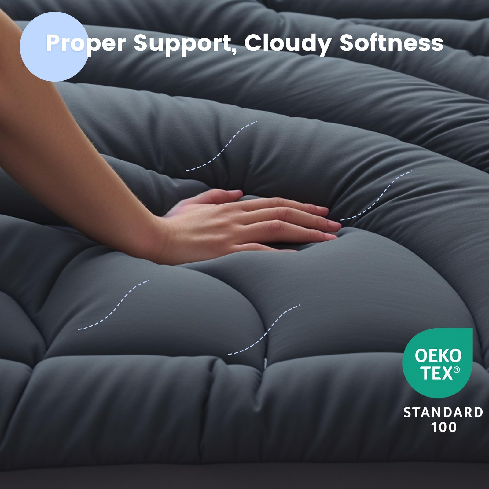 Waterproof Mattress Pad Queen, Quilted Fitted Queen Grey