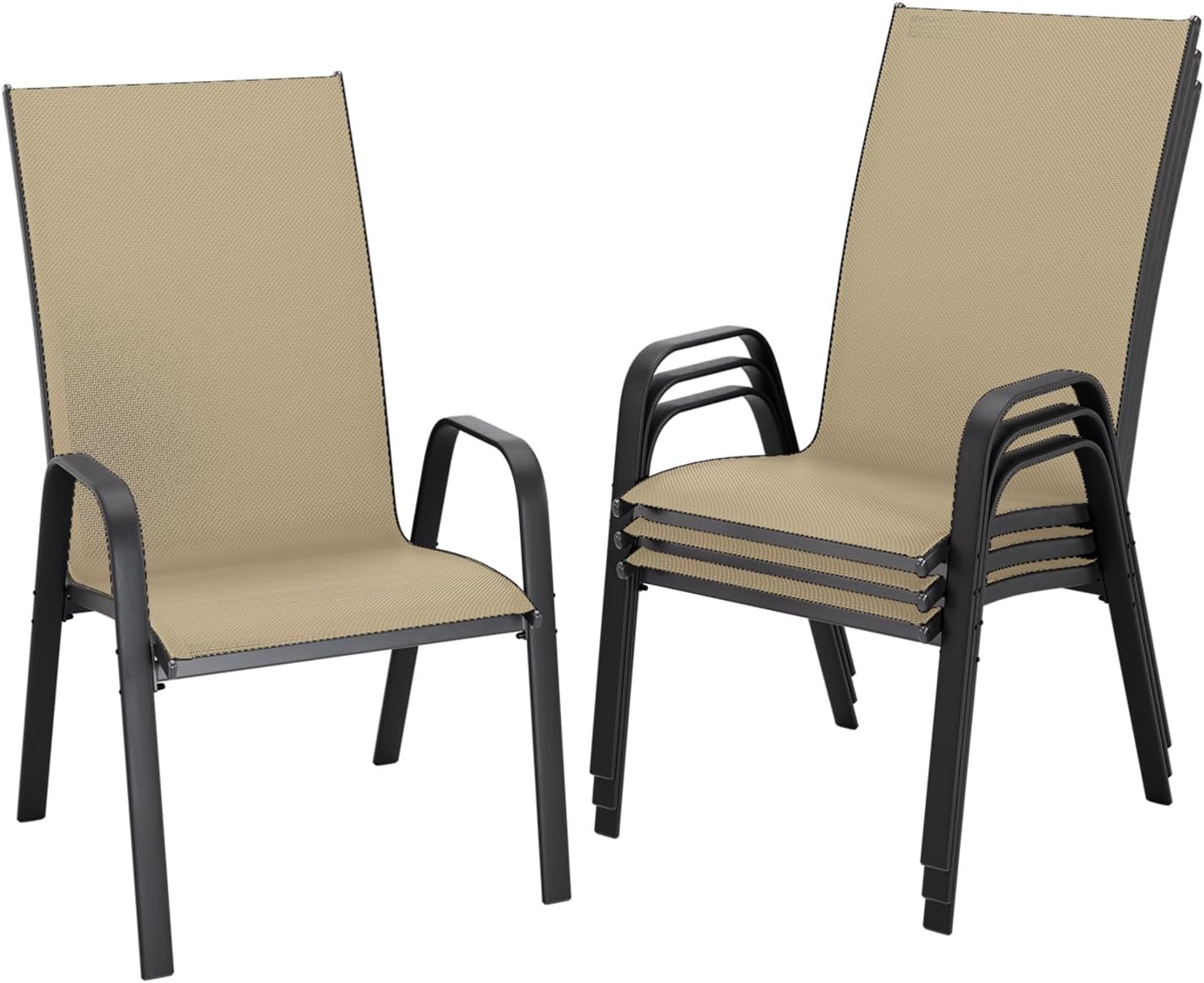 JEAREY Patio Dining Chairs Set of 4, Outdoor Stackable Dining Furniture Set, All