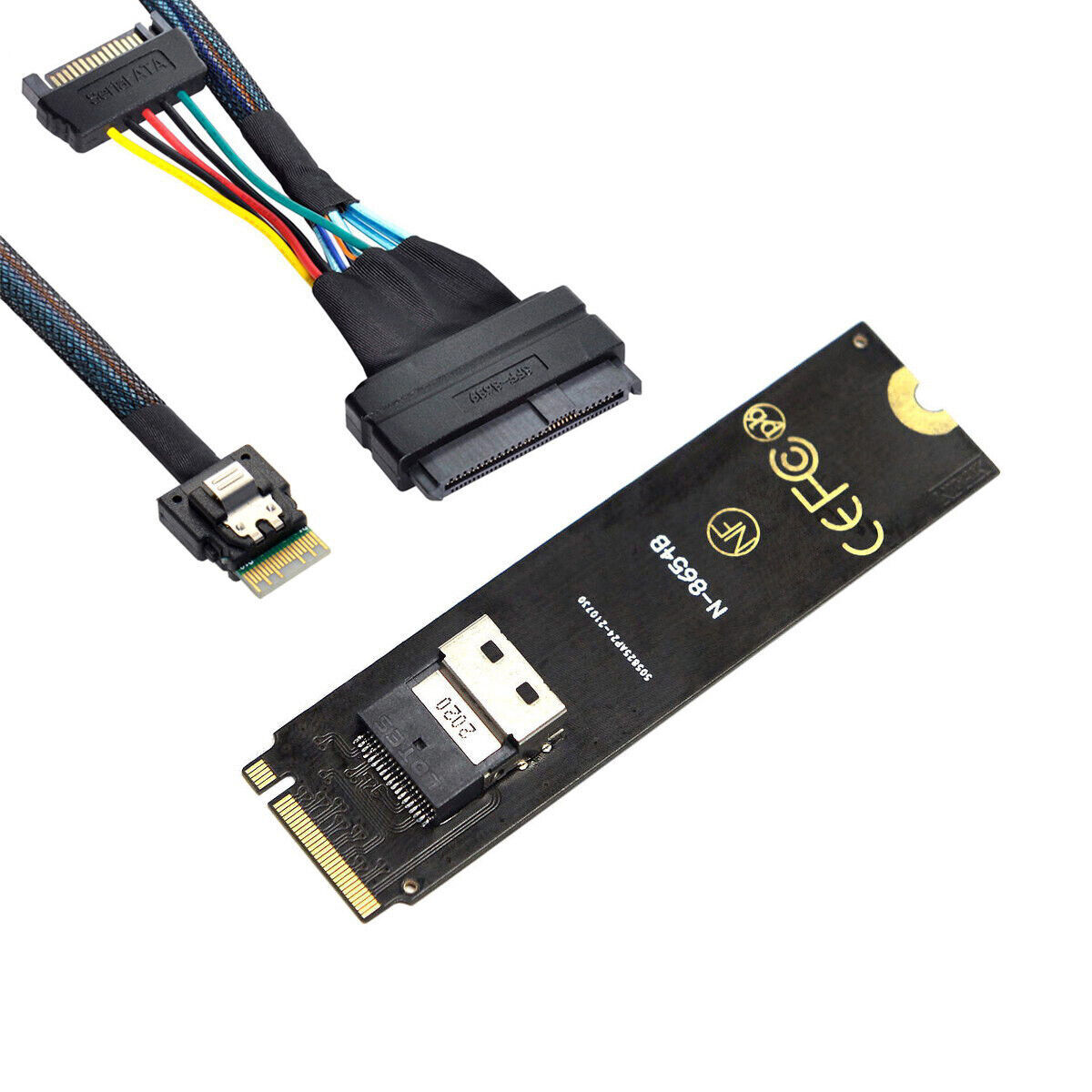 NFHK NGFF M-Key NVME to SFF-8654 Card Adapter and U.2 SFF-8639 PCIe SSD Cable