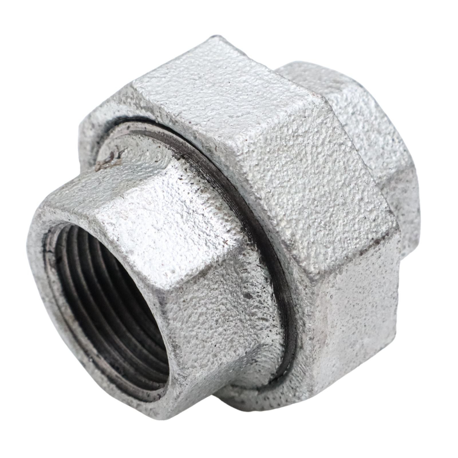 150# Galvanized Iron 1-1/2" Union w/ Brass Seat – Threaded & Durable