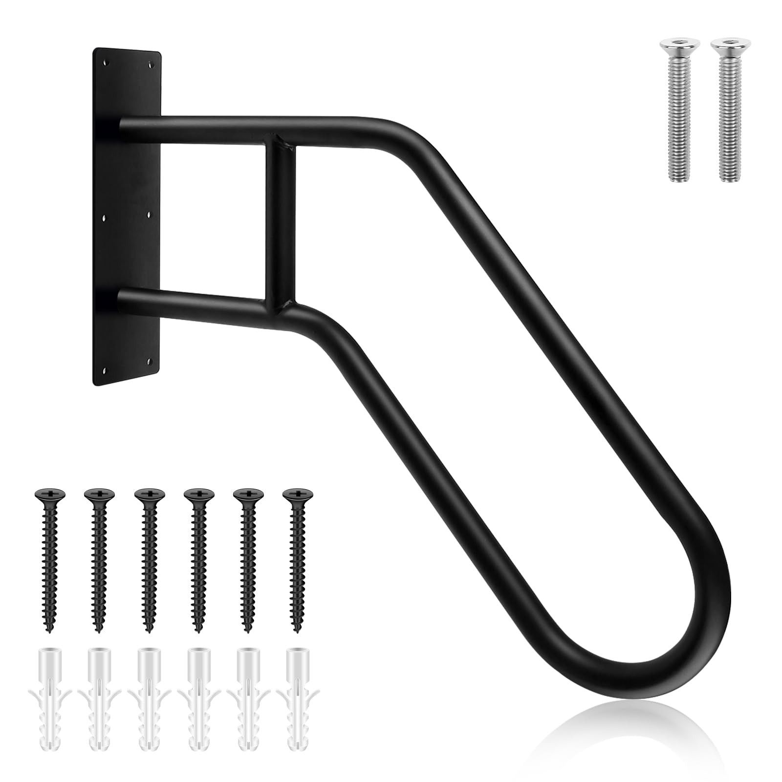 OKYMRO Handrails for Outdoor Steps Wall Mount, Matte Black 22.8INCH,