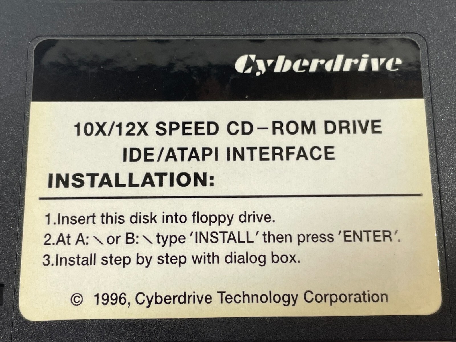 Vintage 1996 Cyberdrive 10x/12x Speed CD-Rom IDE/ATAPI Floppy Disk Driver Soft