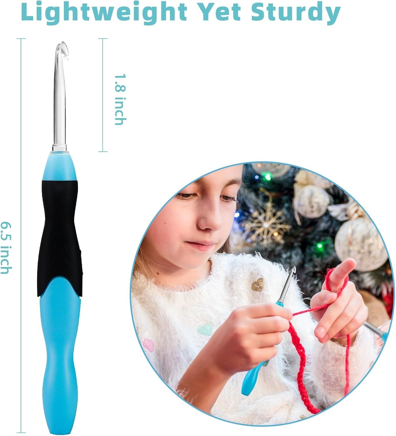 All-in-One Lighted Crochet Set - Ergonomic Hooks with Interchangeable Heads