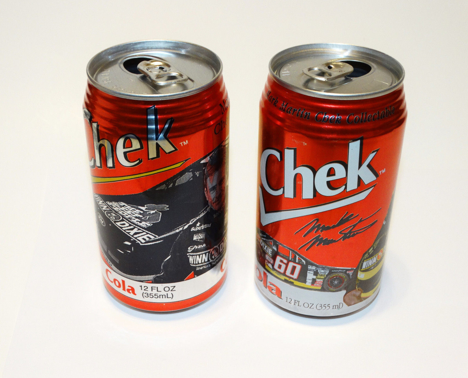 Mark Martin NASCAR Soda Cans Winn Dixie Chek c1990s Orlando FL Fitzgerald GA