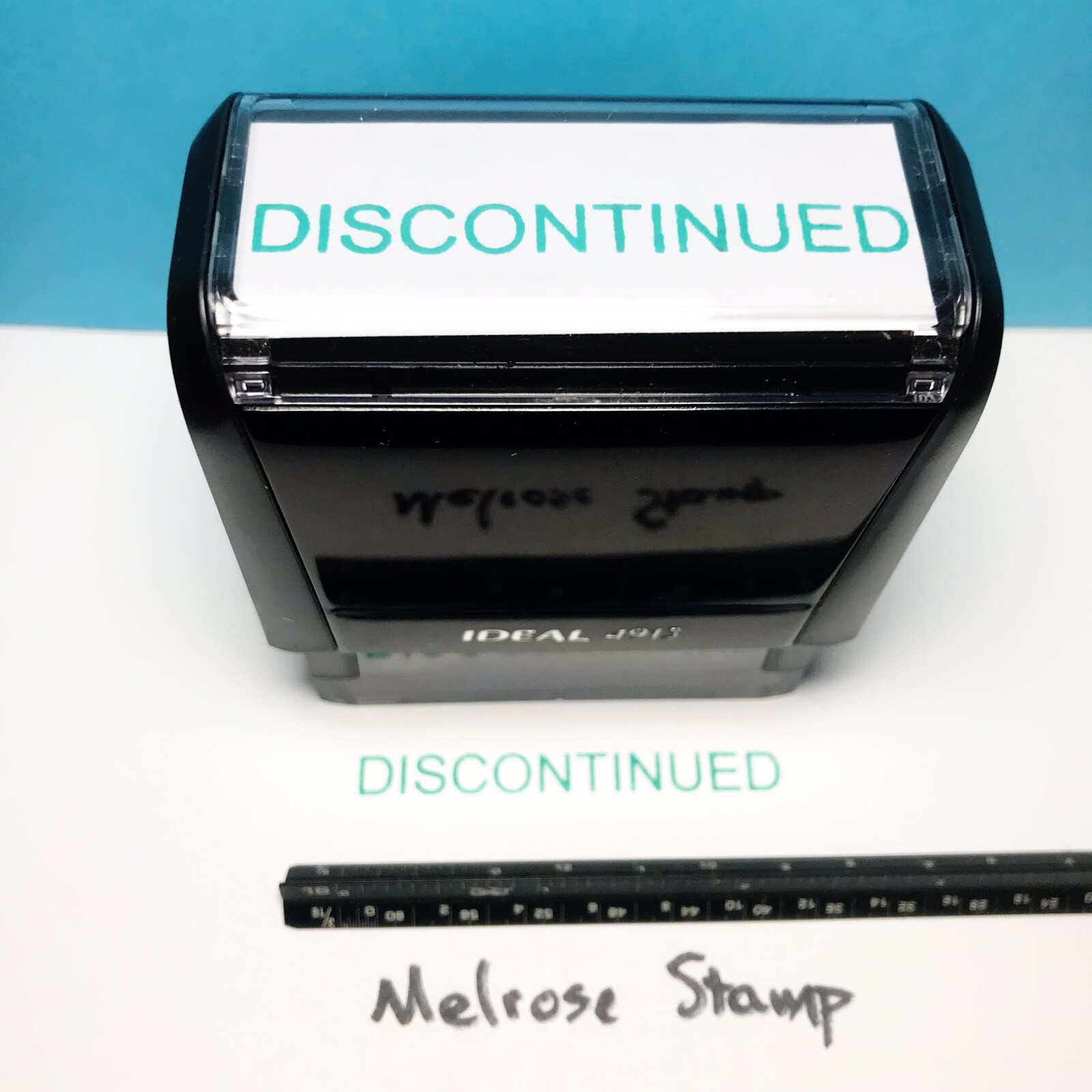 Discontinued Rubber Stamp Green Ink Self Inking Ideal 4913
