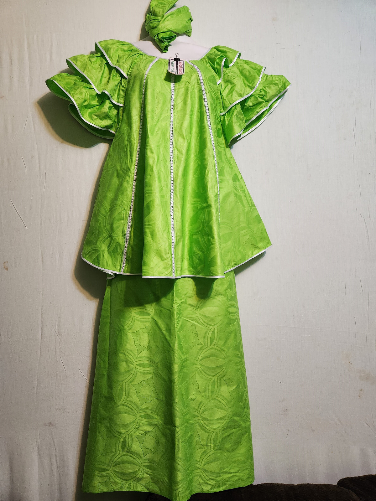 Women Clothing African Brocade Print Cotton 3Pcs Skirt Suit Free Size 50" around