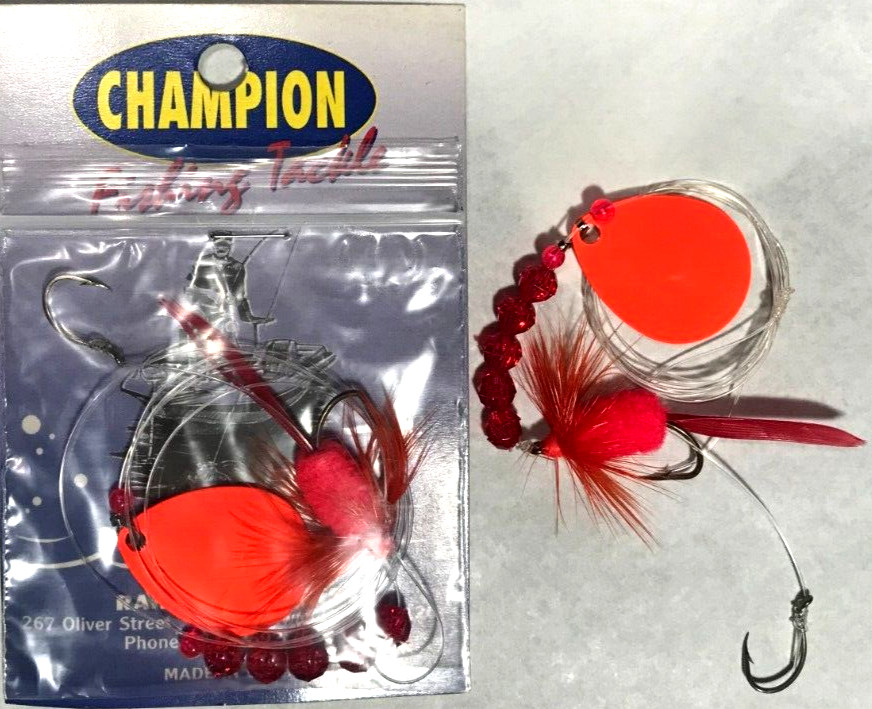 2 CHAMPION CUSTOM WORM HARNESS #4 COLORADO ORANGE + SALLY FLY ONE BLADE 2 HOOK