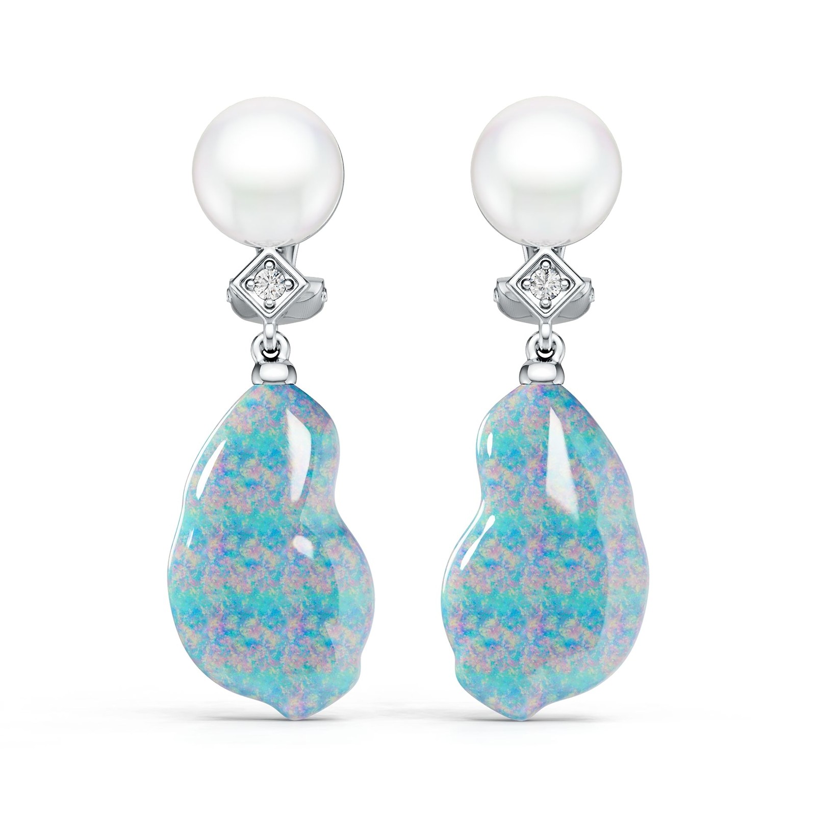 Sterling Silver Semi Mount Earrings Setting Round RD 9x9mm Pearl