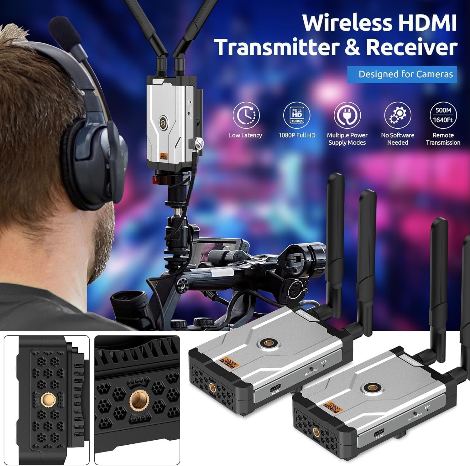 Wireless HDMI Transmitter and Receiver, 1640Ft/50M,Wireless Extender with HDM...