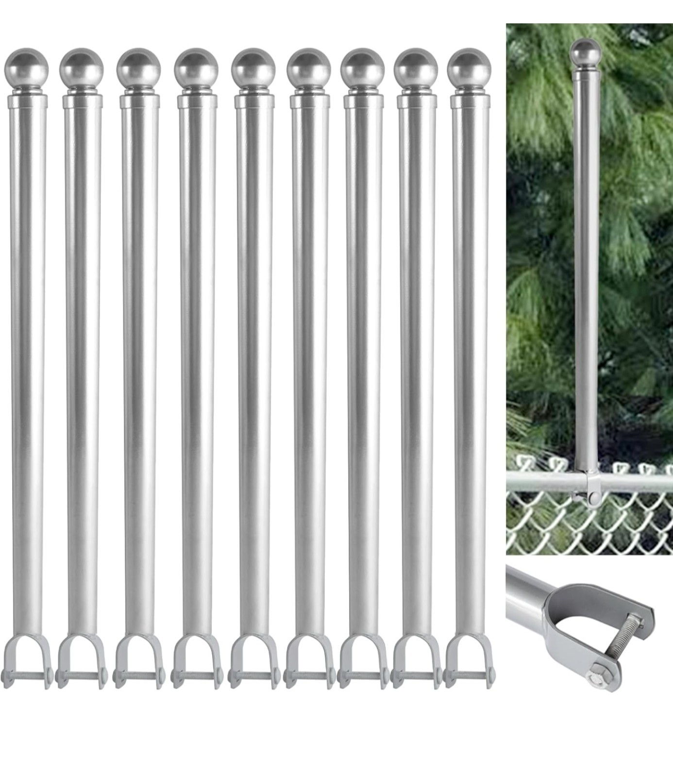 9 Pack HEAVY DUTY 1-3/8" Chain Link Fence Extender, 25.2" Height