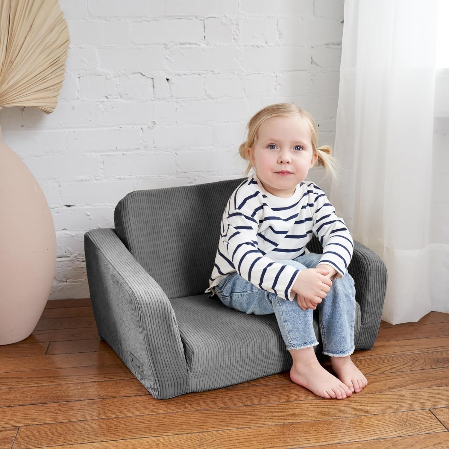 Comfy Kids Chair for Toddler - Stylish 2 in 1 Lounger Made of Memory Foam Eas...