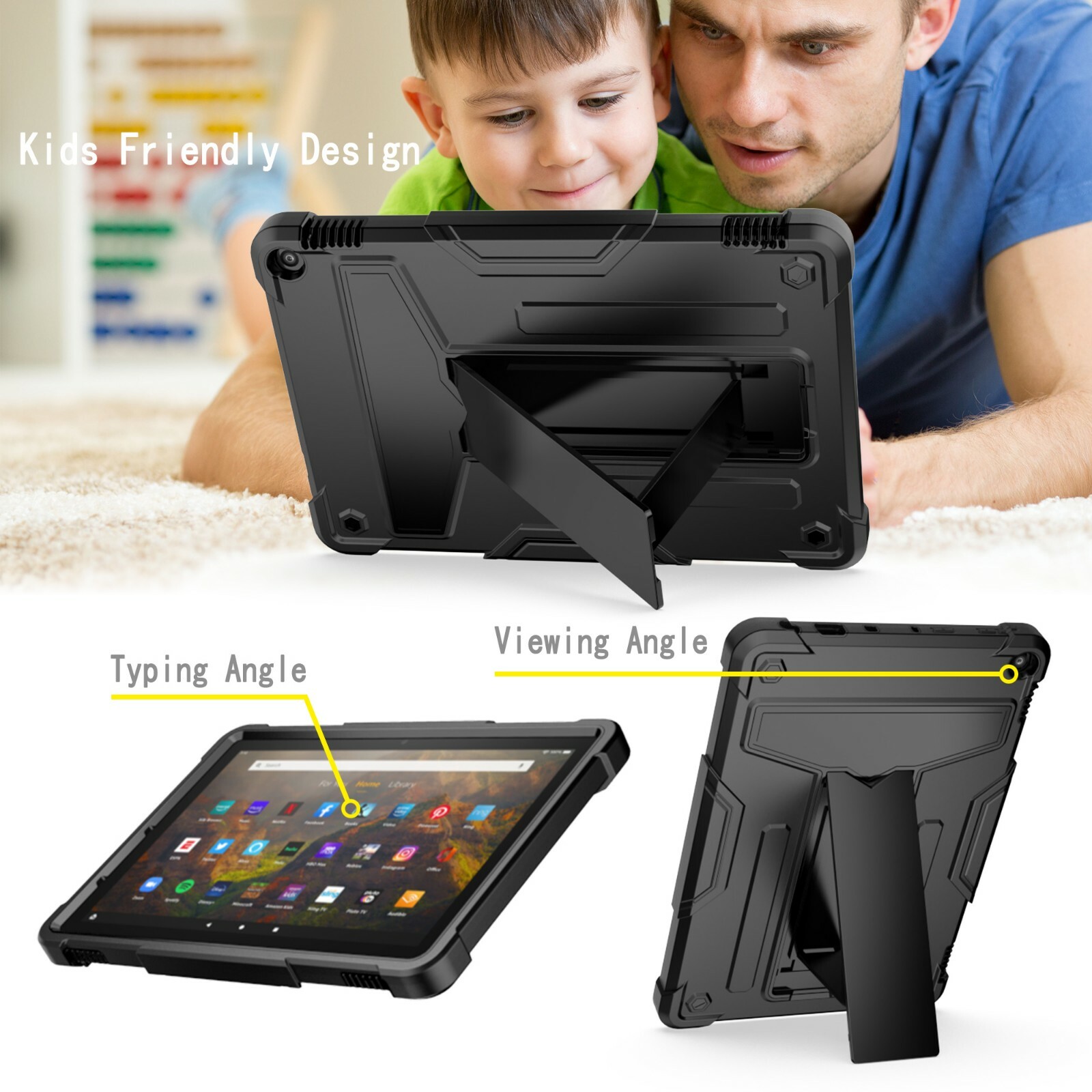 Kickstand Case For Amazon Fire HD 10 13th Generation 2023 Cover/ Glass Protector