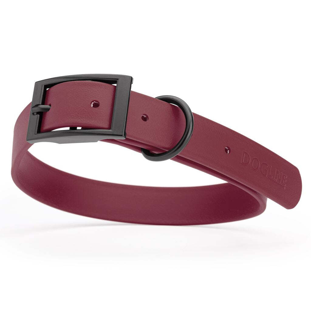 Dog Pet Waterproof Collar - W1" x L22"-25" - Merlot Burgundy