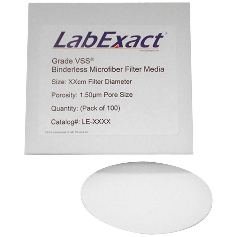 LABEXACT 12K995 Glass Mic Filter,9 cm Dia,1.5 um,PK100 12K995