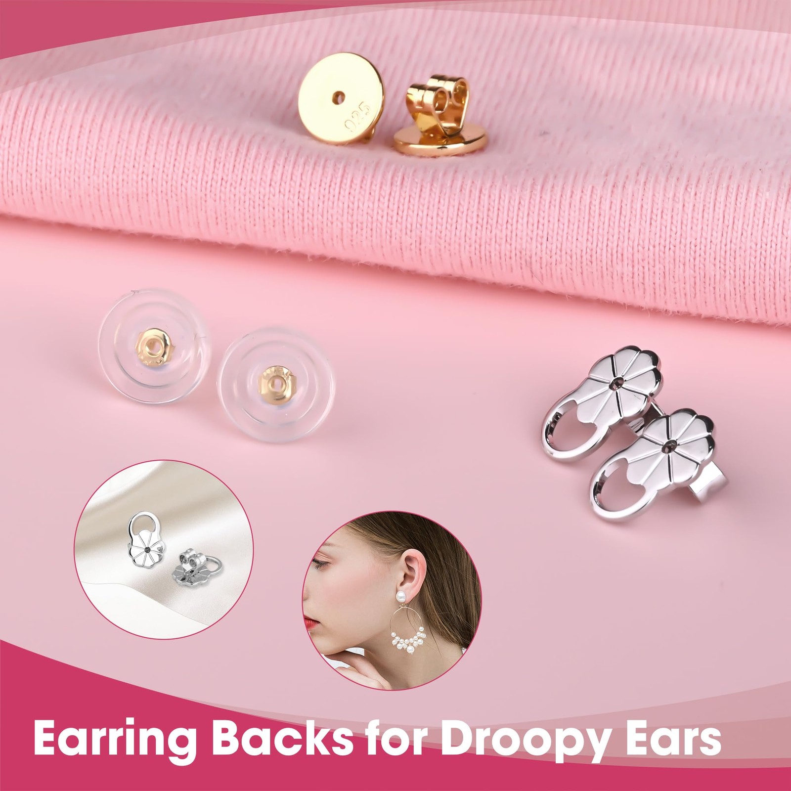 Earring Backs for Droopy Ears Heavy Earrings - Replacements Locking Ear Suppo...