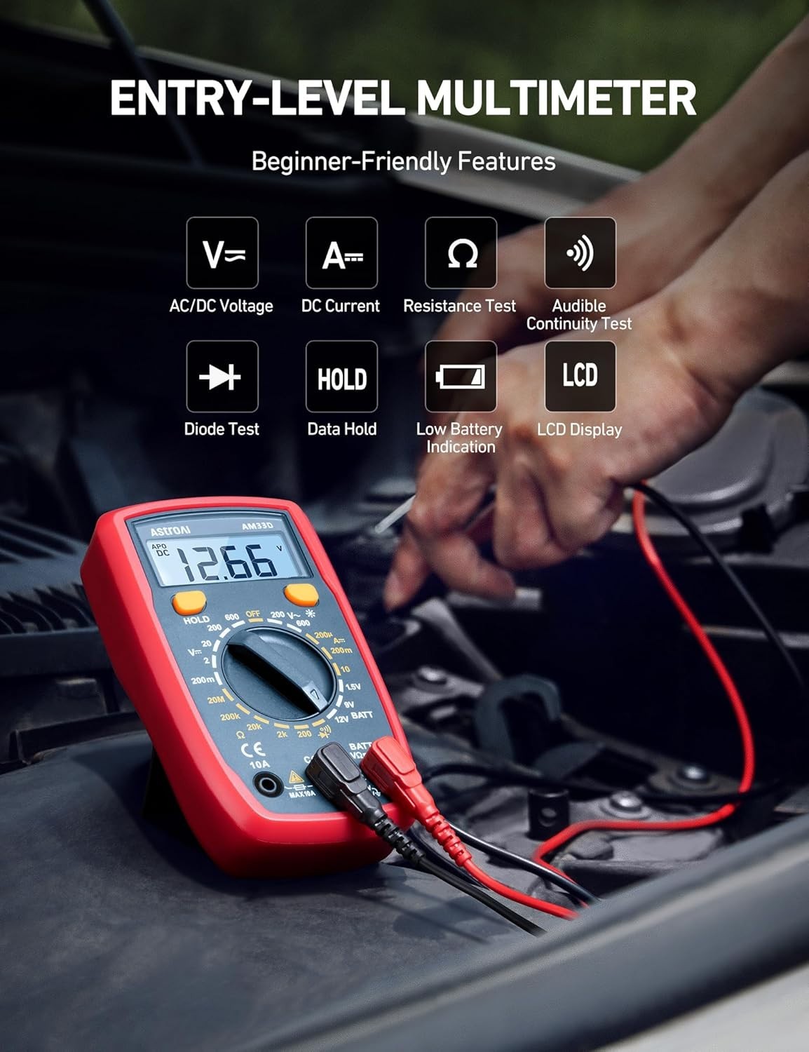 Digital Multimeter Tester 2000 Counts with DC AC Voltmeter and Ohm Volt Amp Mete