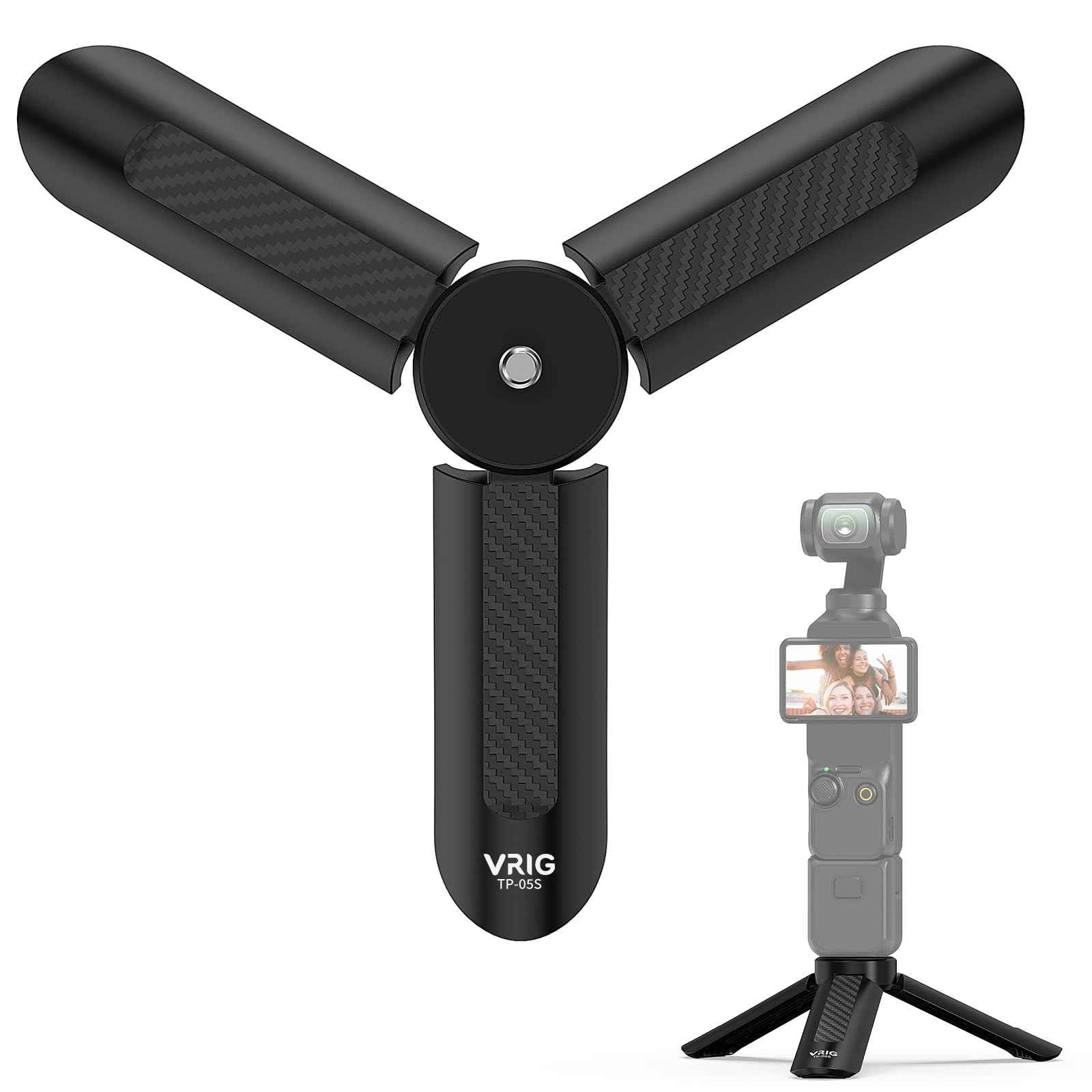 VRIG TP05S Mini Tripod for DJI OSMO Pocket4 & Pocket3,Portable Pocket Black