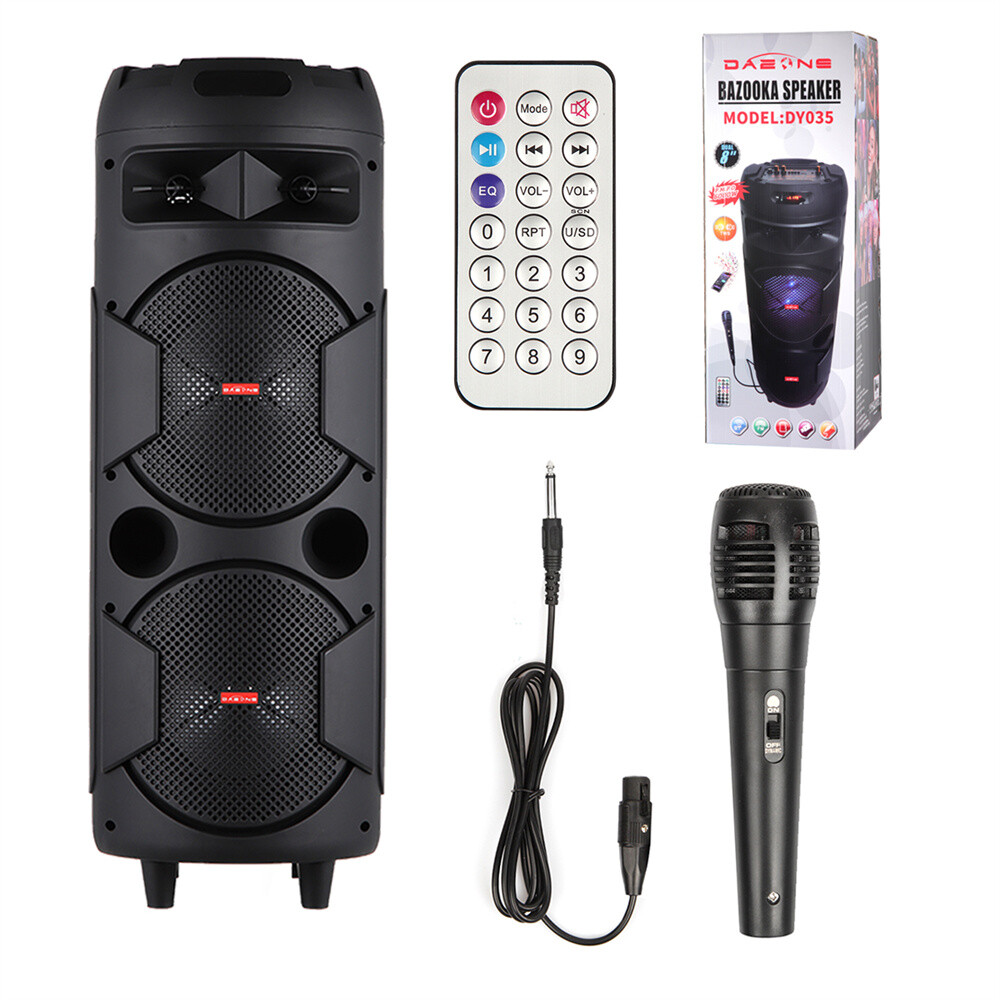 6000W Portable Bluetooth Speaker Heavy Bass Subwoofer Sound System Party +Mic