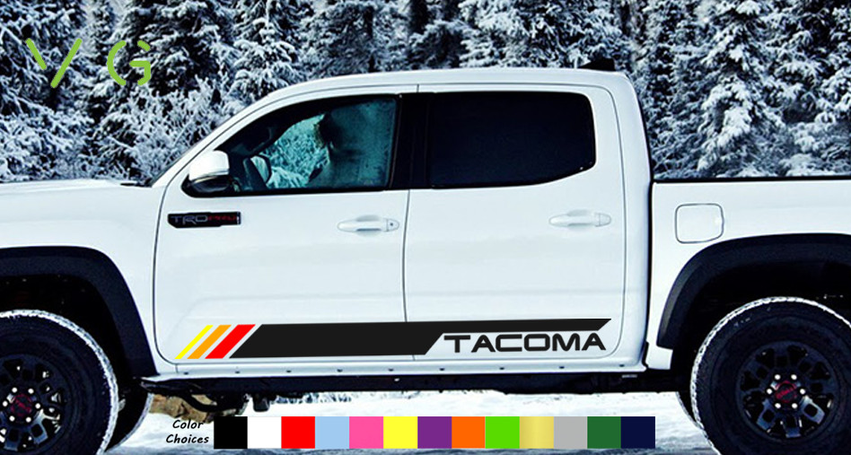 2x Toyota Tacoma Retro Classic Vinyl Decal Sticker Graphic TRD Off Road 4x4 Side
