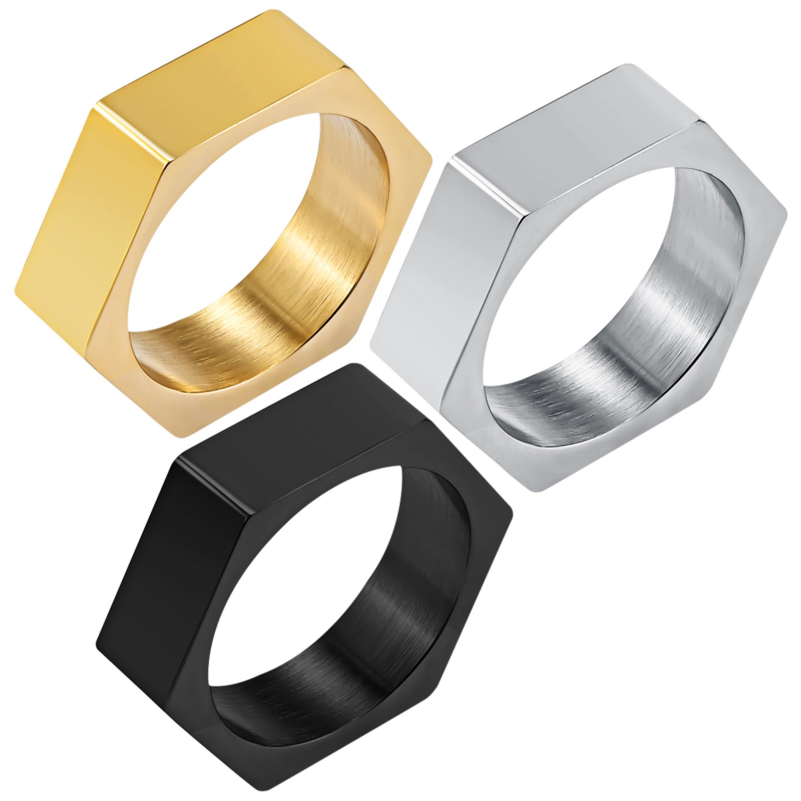 Biker Men's Hexagon Screw Ring Band Stainless Steel Protection Signet Band #8-13