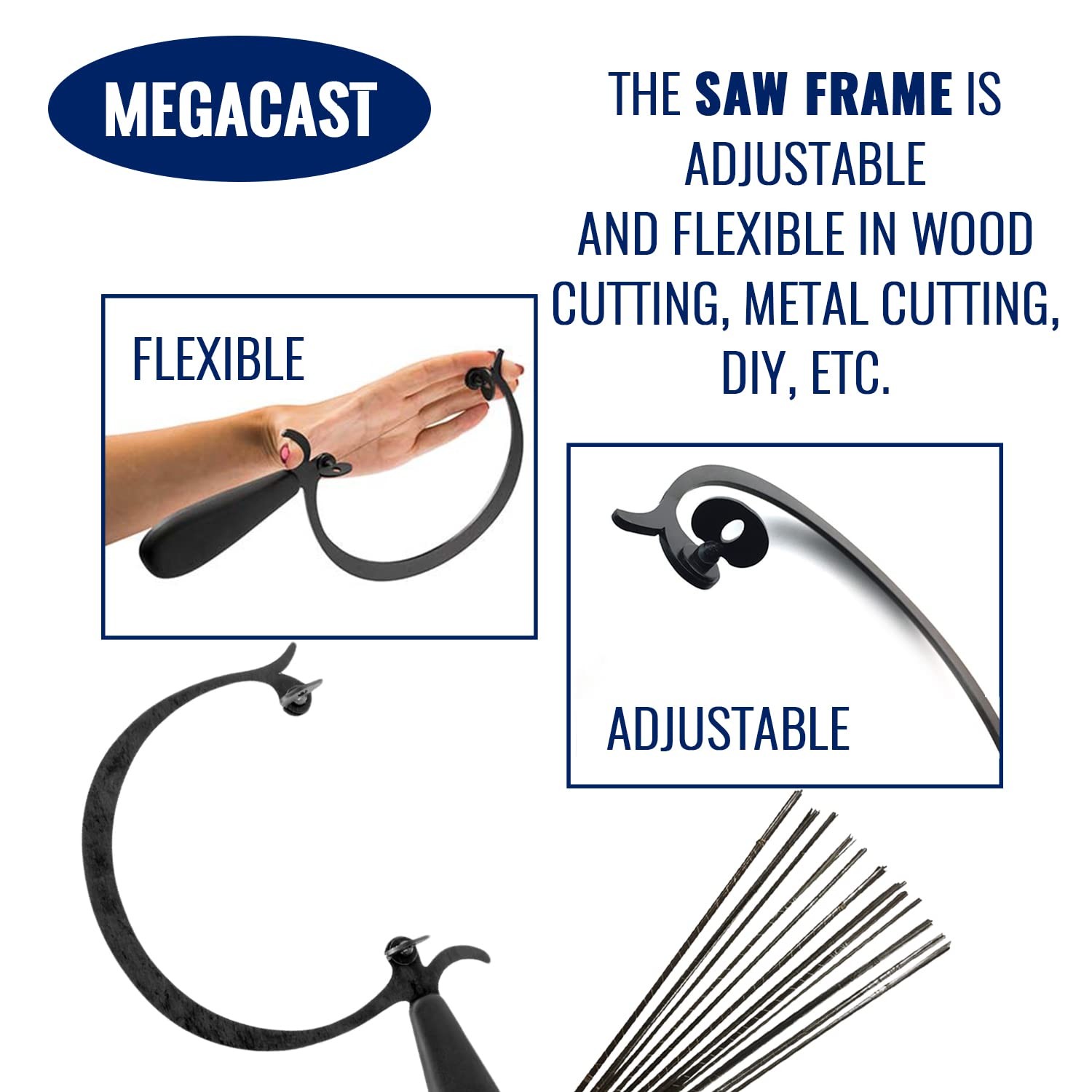 Megacast CURVED JEWELERS SAW FRAME with 144 ASSORTED Assorted,black