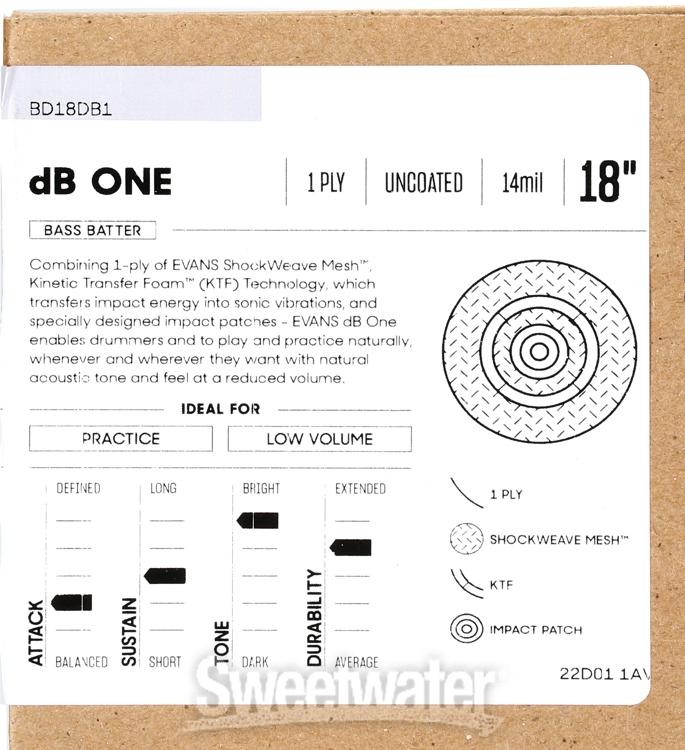 Evans dB One Low Volume Bass Drumhead - 18-inch