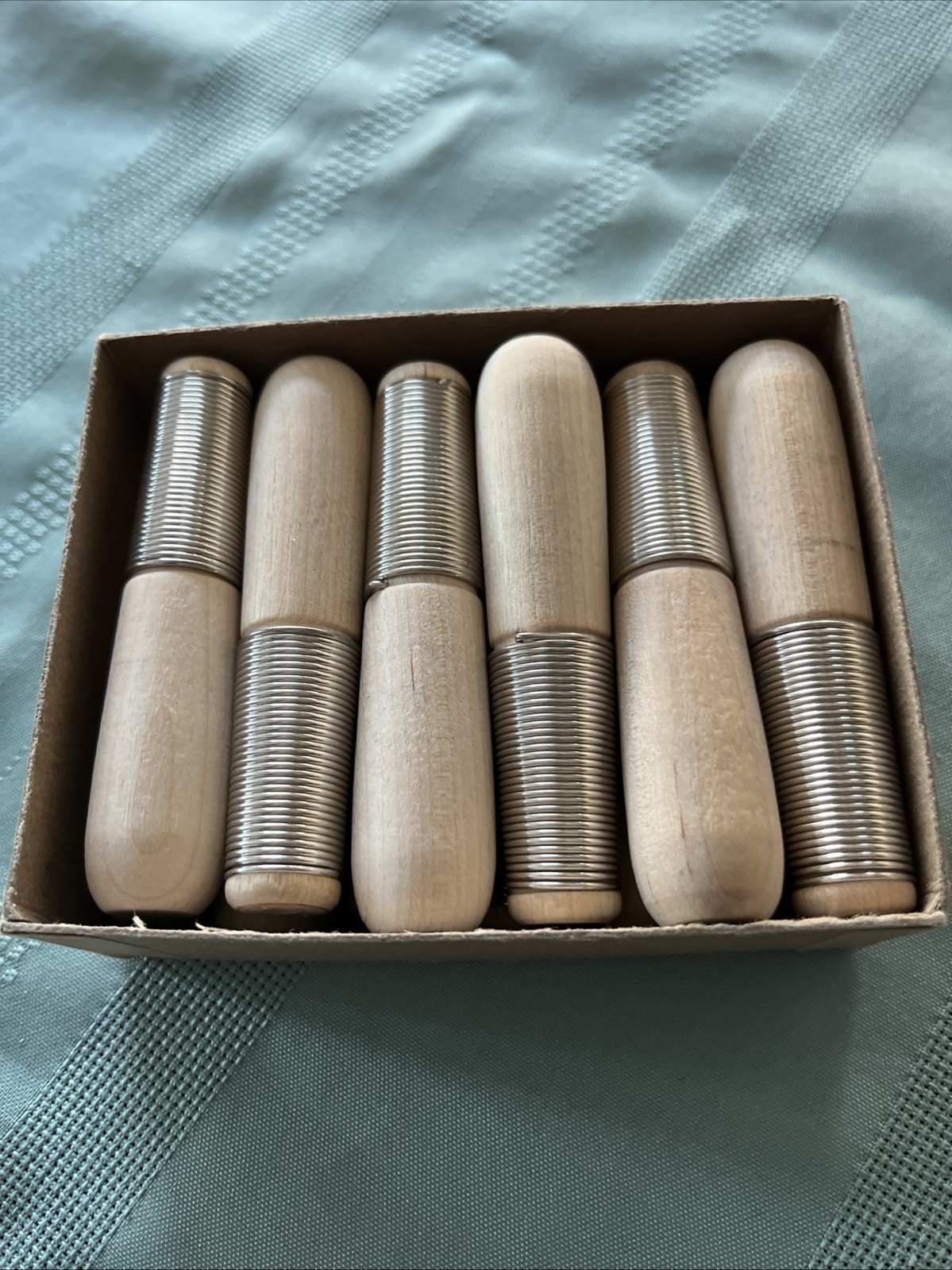 set of 6  NOS Hy-Tool "Can't Split" Drive/Press On Wooden File Handles 3.5"